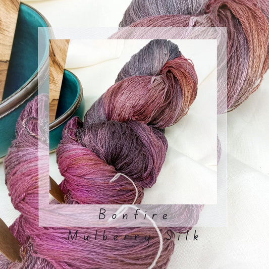 Hand Dyed Mulberry Silk Lace Yarn 188g 2/20nm Bonfire 1000m per 100g Weaving