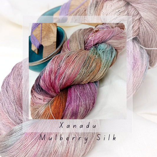 Xanadu Hand Dyed Mulberry Silk Lace Yarn 204g 2/20nm 1000m per 100g